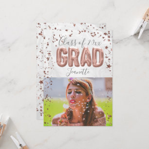 Convites Graduação de Meninas de Confetti Rosa-Rosa, Balões
