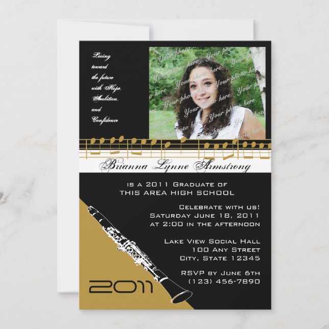 Convites Graduação de Música/ Clarinet (Frente)