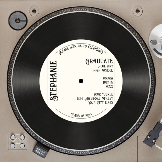 Convites Graduação de Música de Registro de Vinilo Faux Ret (Criador carregado)