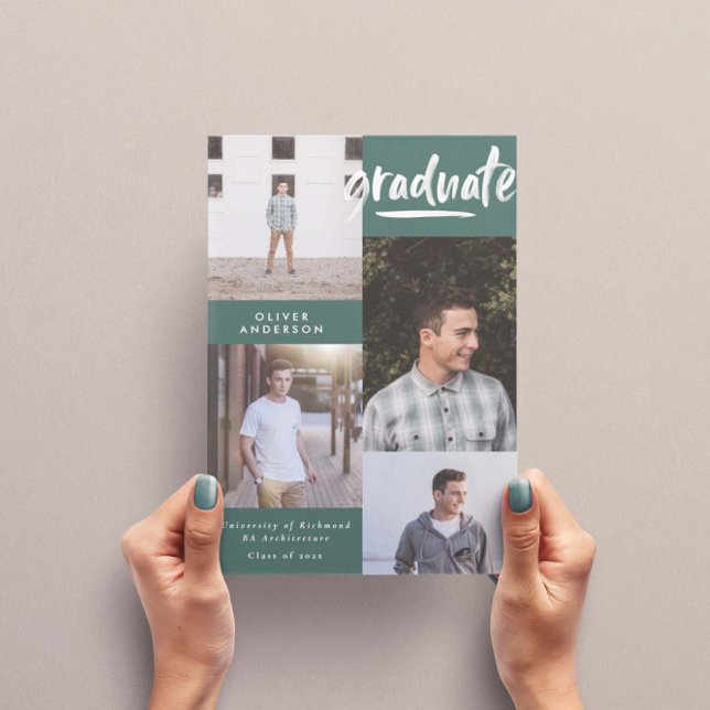 Convites Graduação de na moda de fotografia com script verd (Criador carregado)