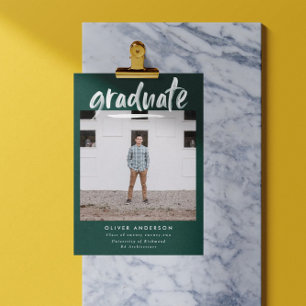 Convites Graduação de na moda de fotos com script verde mod