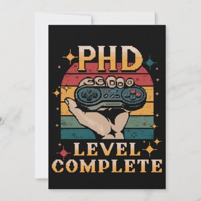 Convites Graduação de Nível PhD Doutorado Jogos (Frente)