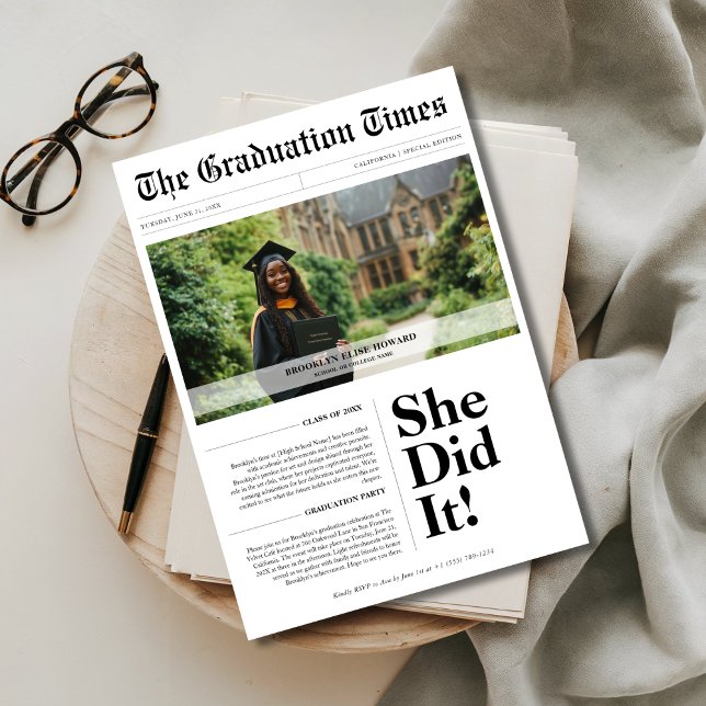 Convites Graduação de Orçamento Classe 2025 Folha de Jornal (Criador carregado)