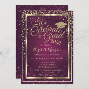 Convites Graduação de Ouros de Boné de formatura Brilhante
