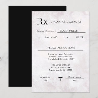 Convites Graduação de Pad com Receita Médica Elegante