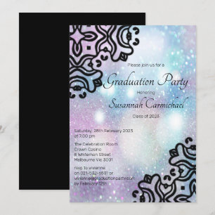 Convites Graduação de Pastel Pink e Blue Glitter