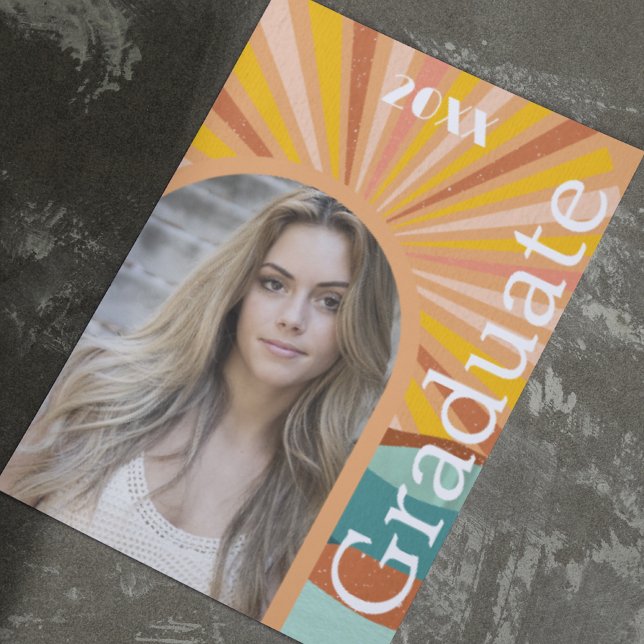 Convites Graduação de Pêssego com Arco Hippie 70 (Criador carregado)