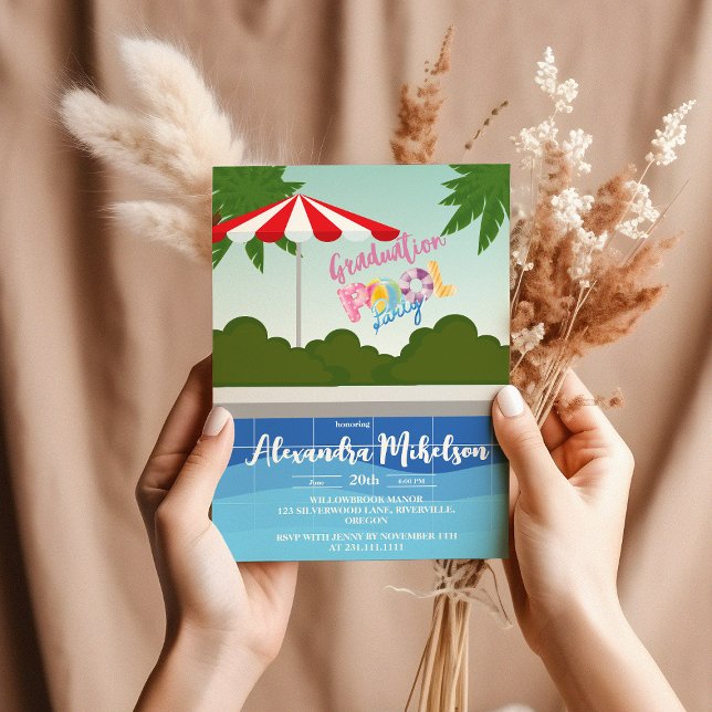 Convites Graduação de piscina Party (Criador carregado)