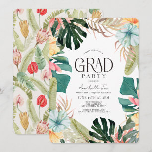 Convites Graduação de Plantas Tropicais Florais e Botânicas