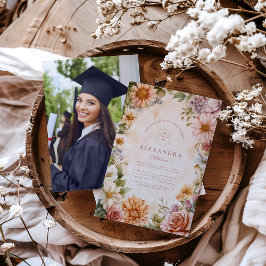 Convites Graduação de Prados de Flores Selvagens Fotográfic