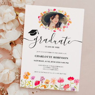 Convites Graduação de primavera floral de flores silvestres