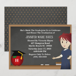 Convites Graduação de Professores em Chalkboard em Monogram
