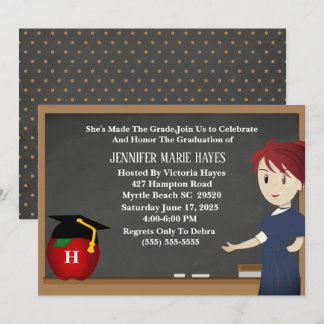 Convites Graduação de Professores em Chalkboard em Monogram
