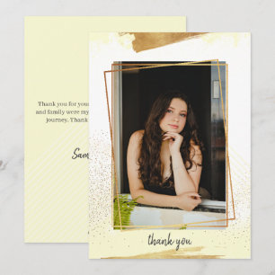 Convites Graduação de Quadro Amarelo Dourado e Bonito Obrig