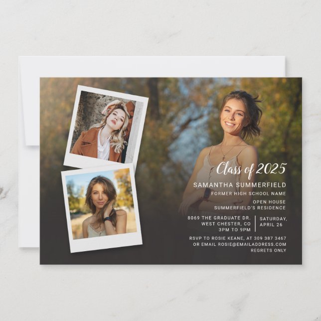 Convites Graduação de Script de Colagem de Fotos do Partido (Frente)