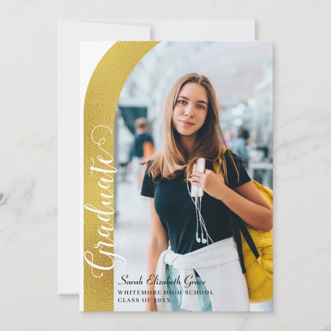 Convites Graduação de Script de Foto em Arco Moderno (Frente)