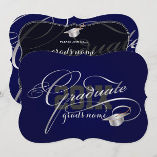 Convites Graduação de Script de Prata/Cor do PixDezines D