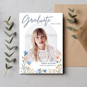Convites Graduação de Segundo grau de Foto de Flores Selvag
