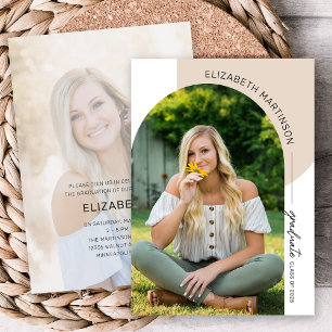 Convites Graduação de Tan de Foto do Arch 2 Mínimo Moderno