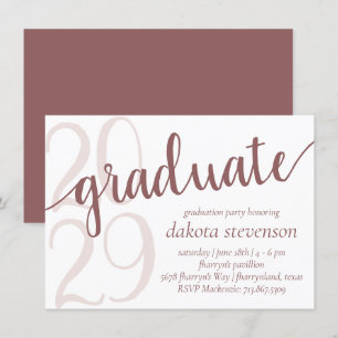 Convites Graduação de Taupe Simples   Desert Rosa Flourish