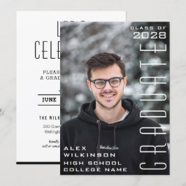 Convites Graduação de Tendência de Foto de Cara Chic Script