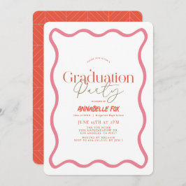 Convites Graduação de Tendy Frame de Onda Rosa