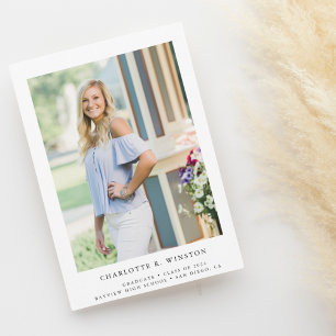 Convites Graduação de Texto Elegante Simples Foto 2024