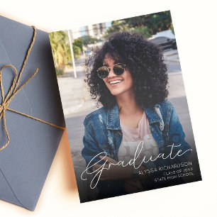 Convites Graduação de Tipografia de Foto e Escrita Manual c