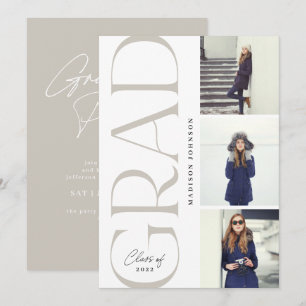 Convites Graduação de Tipografia Lateral 2022 3 Cinza de 