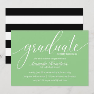 Convites Graduação de tipografia verde Grass a qualquer a