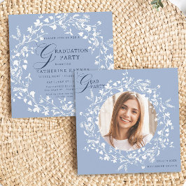 Convites Graduação de Wreath de Flores Brancas Brancas Cham