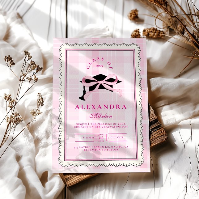Convites Graduação do Arco rosa coquette (Criador carregado)