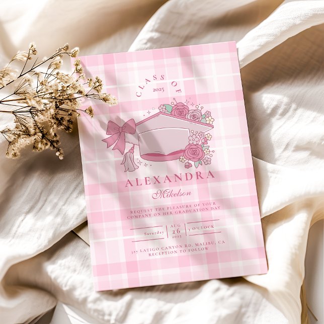 Convites Graduação do Arco Rosa Coquette Retro (Criador carregado)