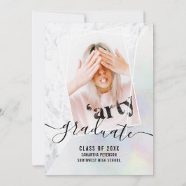 Convites Graduação do bloco de fotos do formando de mármore