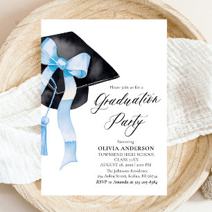Convites Graduação do Boné de formatura Azul Elegante moder