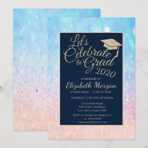 Convites Graduação do Boné de formatura Bokeh Ombre Glit