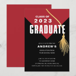 Convites Graduação do Boné Vermelho Moderno em Negrito