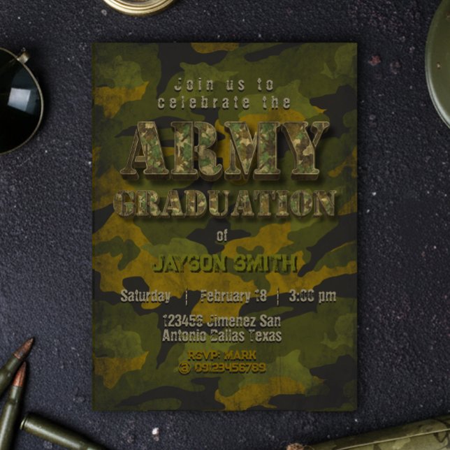 Convites Graduação do Exército - Militar - Soldado  (Army Graduation- Military - Soldier Invitation)