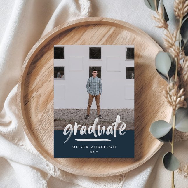Convites Graduação do na moda azul do marinho moderno 3 (Criador carregado)