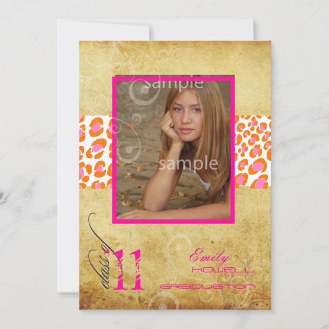 Convites Graduação do PixDezines 2011, Leopard Rosa (Frente)