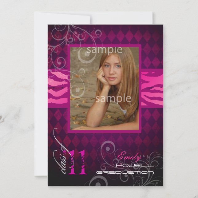 Convites Graduação do PixDezines 2012, Zebra Print+Harlequi (Frente)