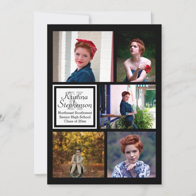 Convites Graduação do Segundo grau do Monograma de Colagem  (Frente)