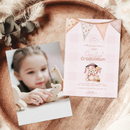 Convites Graduação do Urso de Teddy Pink com Pré-Escolas