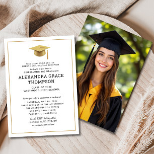Convites Graduação Dourada de Foto Nomes de Pais