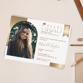Convites Graduação Dourada de Foto por Na moda Moderno Eleg