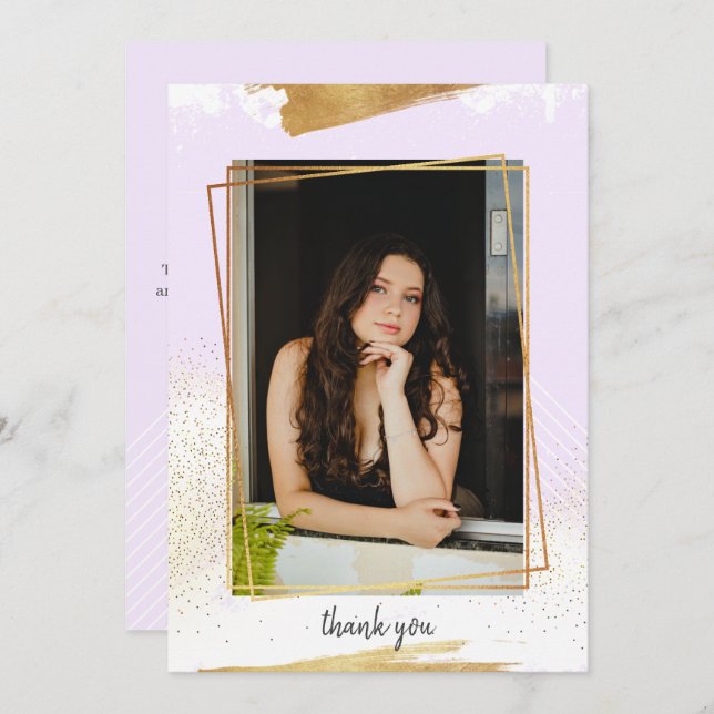 Convites Graduação Dourada E Roxa Agradecida Inv (Frente/Verso)