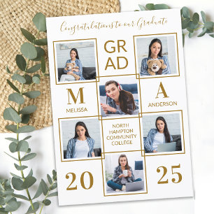 Convites Graduação Dourada Personalizada de Foto Elegante 6