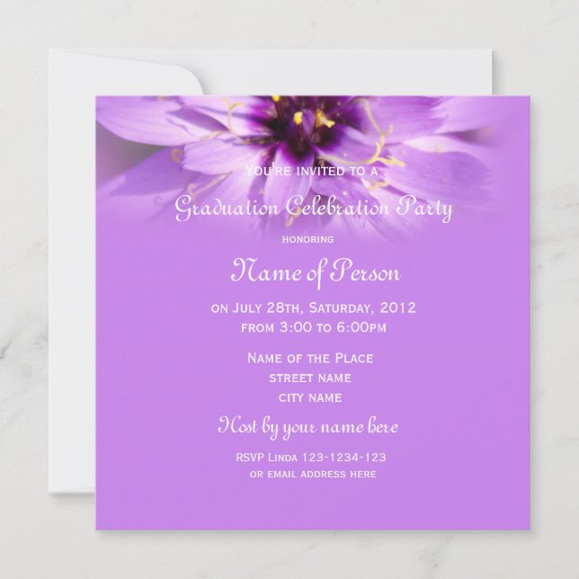 Convites Graduação elegante, bonito margarida roxa (Frente)