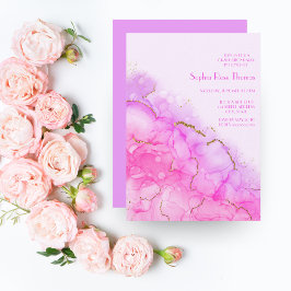 Convites Graduação Elegante Dourada Com Lixo De Álcool De L