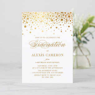 Convites Graduação Elegante Faux Gold Foil Confetti